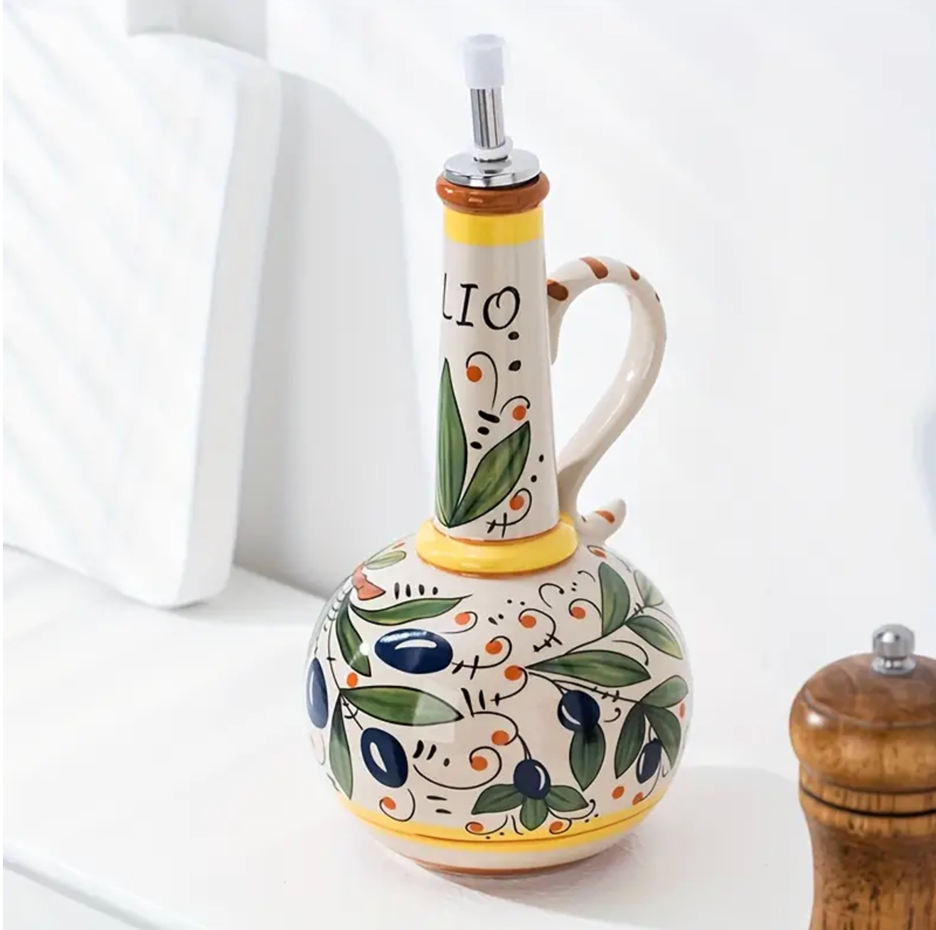 Ceramic Olive Oil Dispenser Bottle - Elegant Design & 700ml Capacity 1