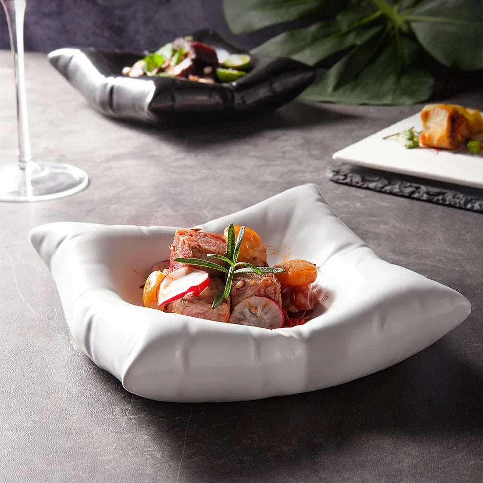 Ceramic Pillow Plate - Unique Design for Elegant Dining & Versatile Use 1