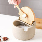 Ceramic Spice Jar Set - Elegant Bamboo Lids for Stylish Kitchen Organization 7