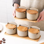 Ceramic Spice Jar with Bamboo Lid and Built-in Spoon, 300ml Capacity – Stylish Spice Storage Container for Seasonings 3