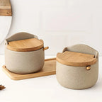 Ceramic Spice Jar with Bamboo Lid and Built-in Spoon, 300ml Capacity – Stylish Spice Storage Container for Seasonings 4