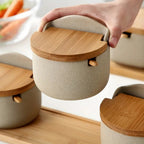 Ceramic Spice Jar with Bamboo Lid and Built-in Spoon, 300ml Capacity – Stylish Spice Storage Container for Seasonings 5