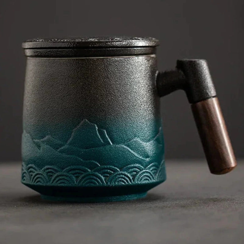 Ceramic Strainer Mug - Elegant Vintage Design for Tea & Coffee 0