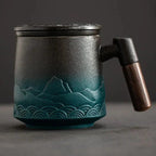 Ceramic Strainer Mug - Elegant Vintage Design for Tea & Coffee 0