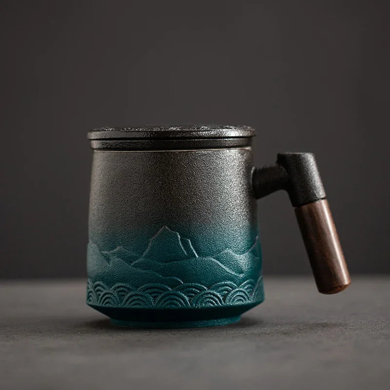 Ceramic Strainer Mug - Elegant Vintage Design for Tea & Coffee 1