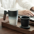 Ceramic Tea Mug with Wooden Handle and Lid – Large Capacity Hot Beverage Cup for Home and Office Use 6