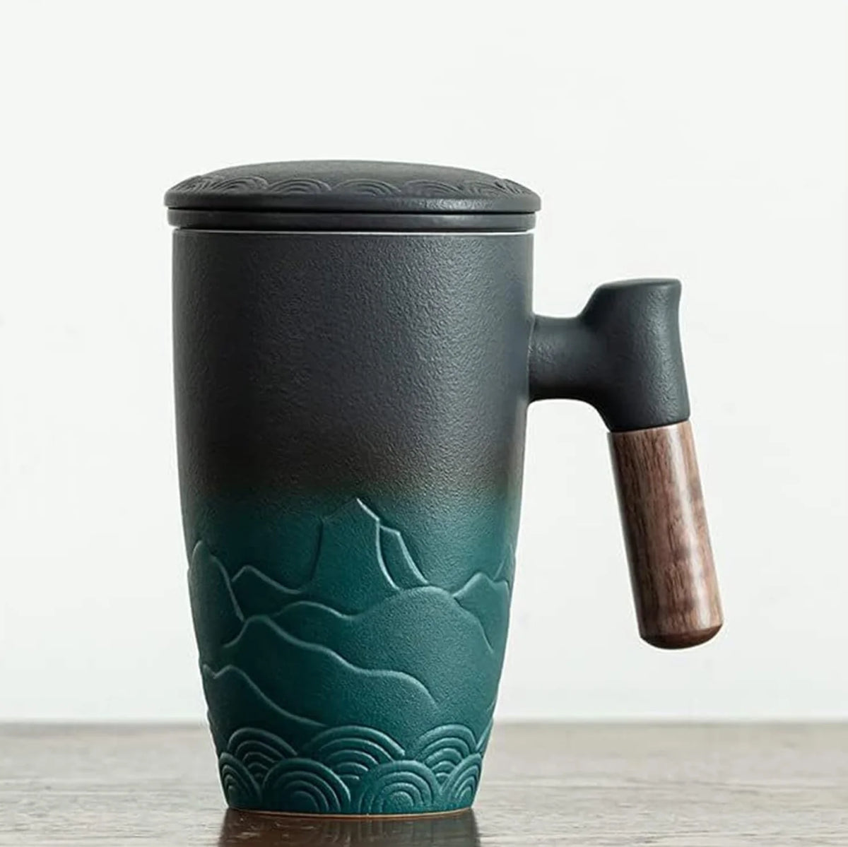 Ceramic Tea Mug with Wooden Handle and Lid – Large Capacity Hot Beverage Cup for Home and Office Use 7