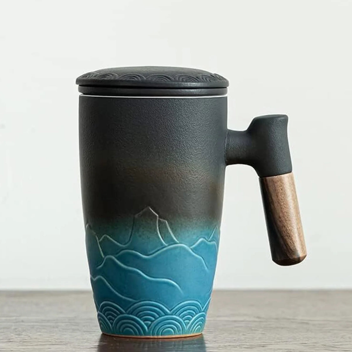 Ceramic Tea Mug with Wooden Handle and Lid – Large Capacity Hot Beverage Cup for Home and Office Use 8