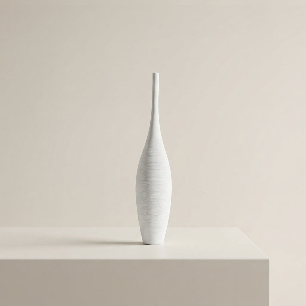 Ceramic Vase Slim Textured Design Black or White 2
