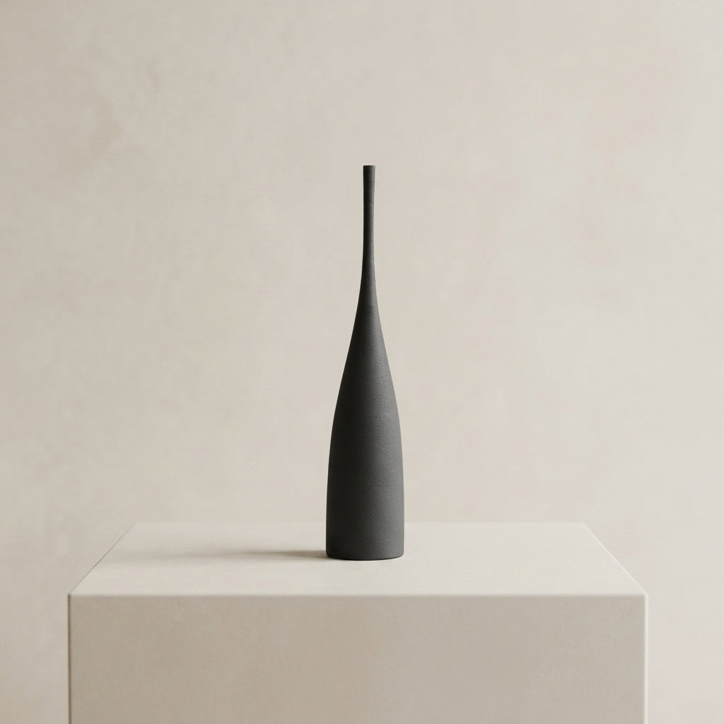 Ceramic Vase Slim Textured Design Black or White 4