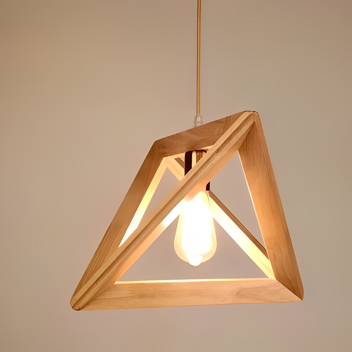 Chandelier Wood Frame Geometric E27 Adjustable Hanging Light, Adjustable Modern Design 2