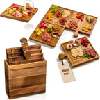Interlocking Charcuterie Board Set - Acacia Wood Meat and Cheese Tray 0