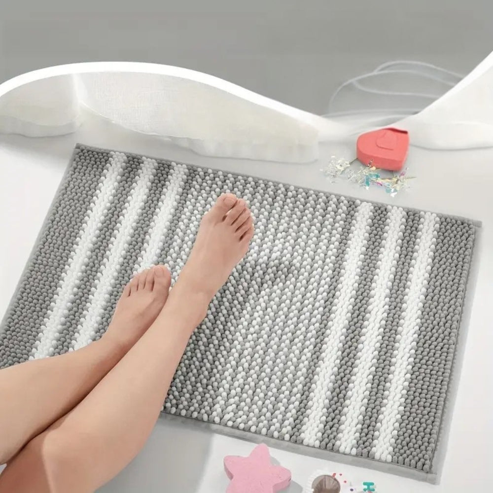 Chenille Bath Mat - Ultra-Absorbent Non-Slip Comfort for Bathroom Rugs 3