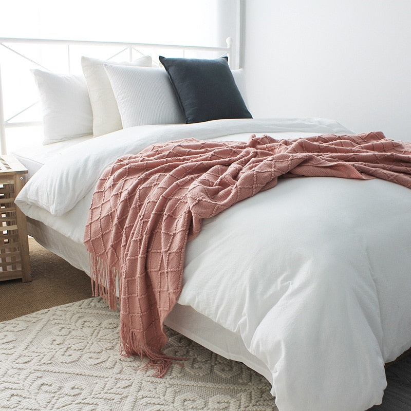 Chevron Throw Blanket with Tassels – Soft Acrylic Blanket in Multiple Colors and Sizes for Cozy Home Decor 3