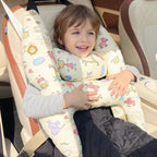 Child Car Headrest Pillow Cotton Blend Adjustable Straps Beige 2