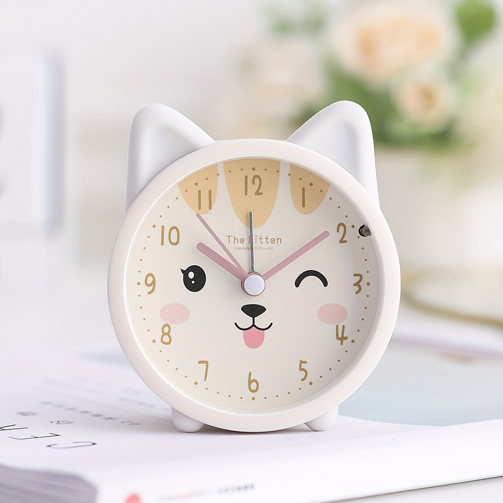 Children's Silent Alarm Clock with Night Light – Bunny Design, Compact and Safe for Kids, Whisper-Quiet Movement 1