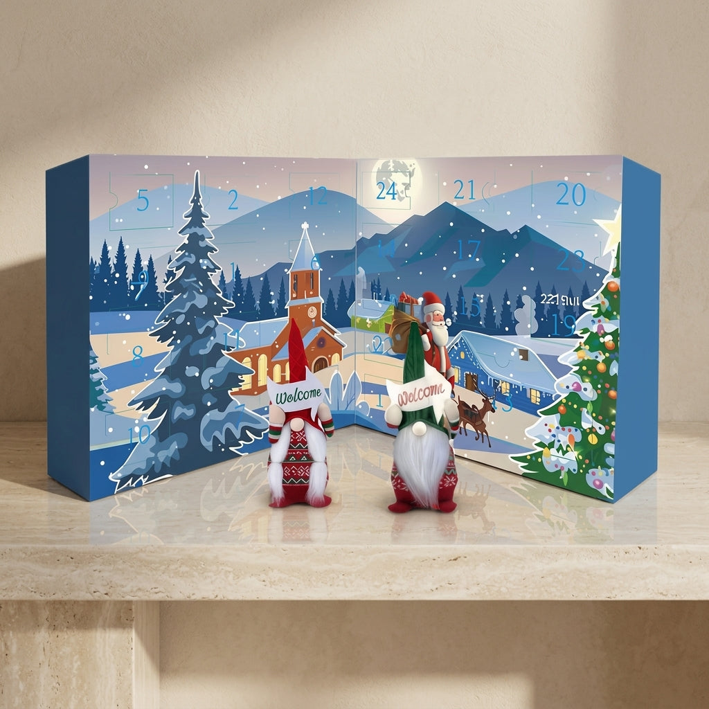 Christmas Advent Calendar with 24 Plush Gnome Figures