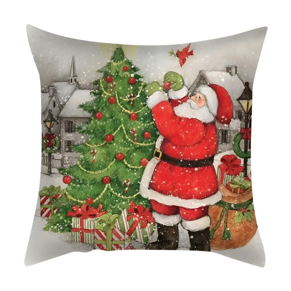 Christmas Cardinal Cushion Cover - Durable Polyester Linen, Festive Decor 0