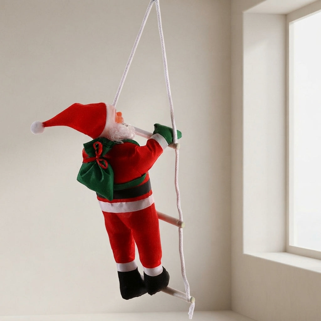 Christmas Climber Doll Fabric Santa Claus Ladder Design Indoor Hanging Decoration