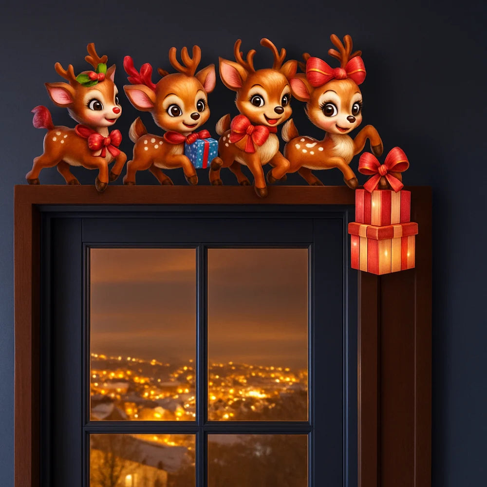 Christmas Door Frame Decoration - Festive Reindeer Motifs for Easy Setup 0