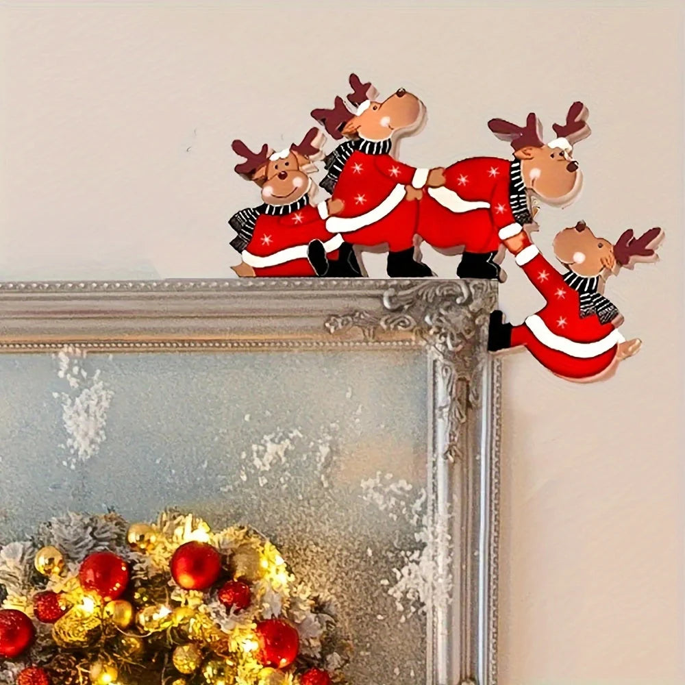 Christmas Door Frame Decoration - Festive Reindeer Motifs for Easy Setup 2