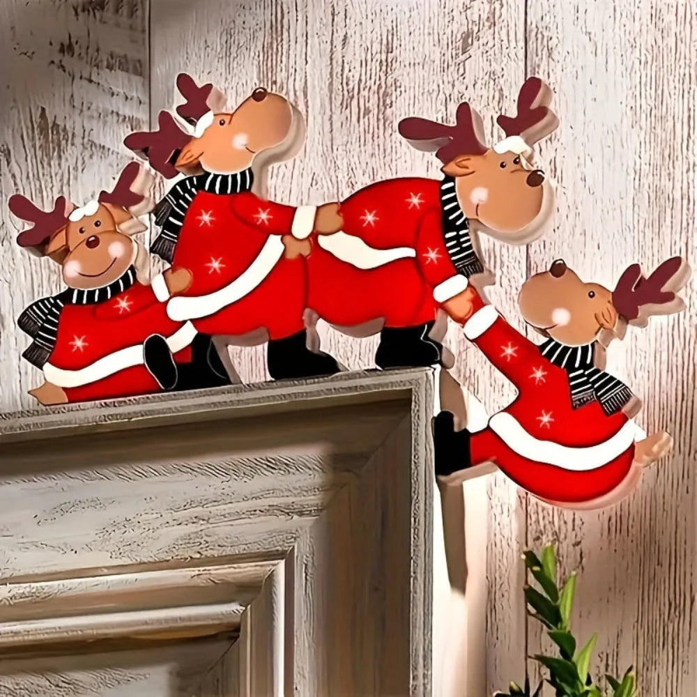Christmas Door Frame Decoration - Festive Reindeer Motifs for Easy Setup 3