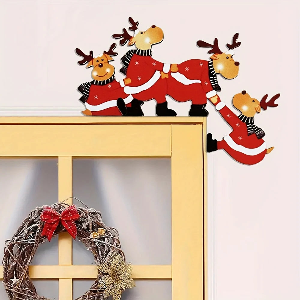 Christmas Door Frame Decoration - Festive Reindeer Motifs for Easy Setup 4