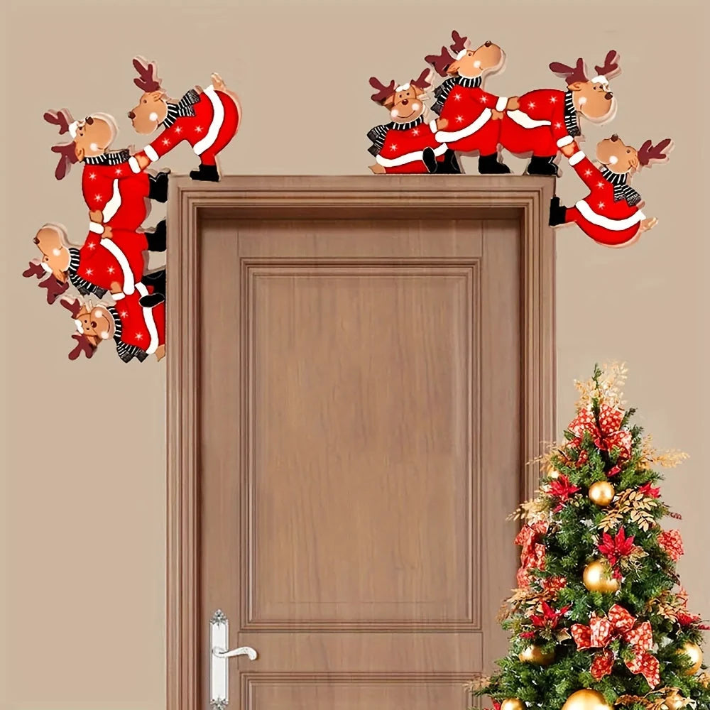 Christmas Door Frame Decoration - Festive Reindeer Motifs for Easy Setup 7