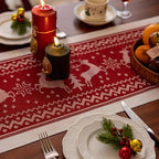 Christmas Elk Table Runner - Soft Microfiber with Tasseled Edges 6