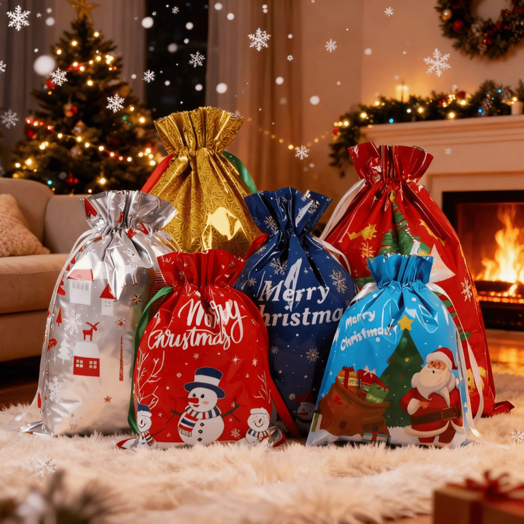 Christmas Gift Bags - Reusable Drawstring, Eco-Friendly Wrapping 0