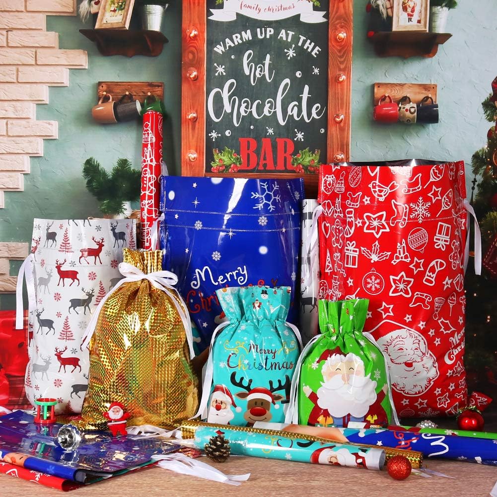 Christmas Gift Bags - Reusable Drawstring, Eco-Friendly Wrapping 3