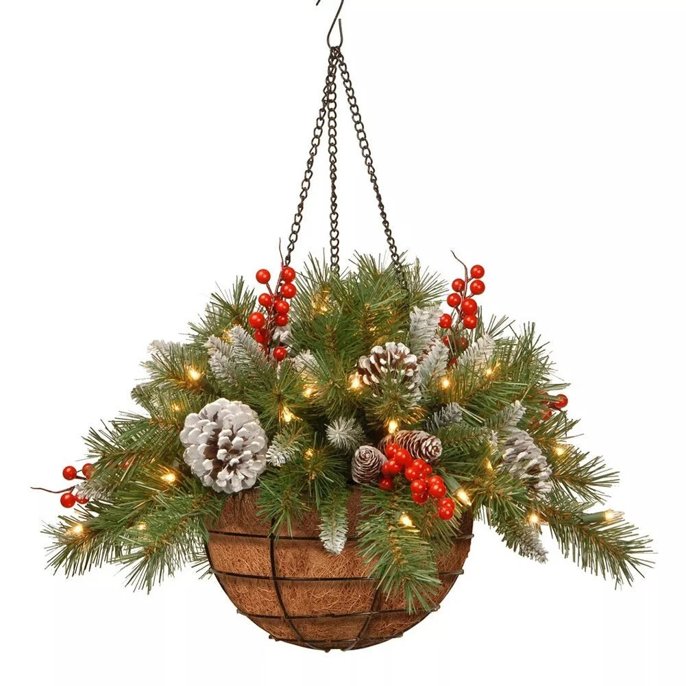 Christmas Hanging Basket - LED Lights & Weatherproof Design, 30cm 3