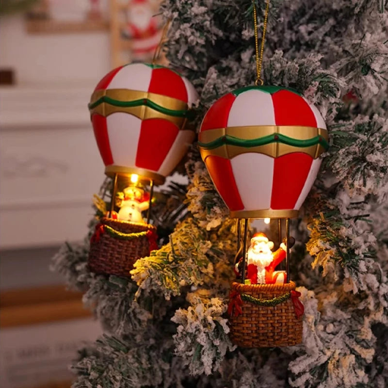 Christmas Hot Air Balloon Ornament - LED Light & Festive Design 2