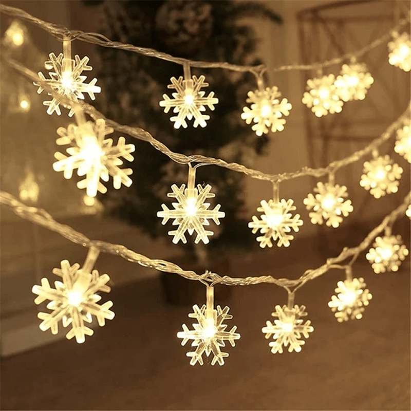 Christmas LED String Lights - 1.5m/3m, Snowflakes & Reindeer Designs 0