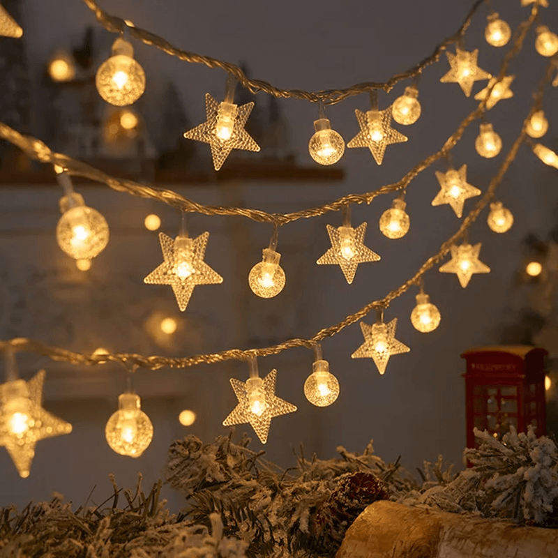 Christmas LED String Lights - 1.5m/3m, Snowflakes & Reindeer Designs 1