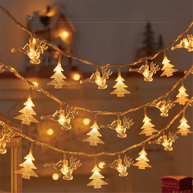 Christmas LED String Lights - 1.5m/3m, Snowflakes & Reindeer Designs 3