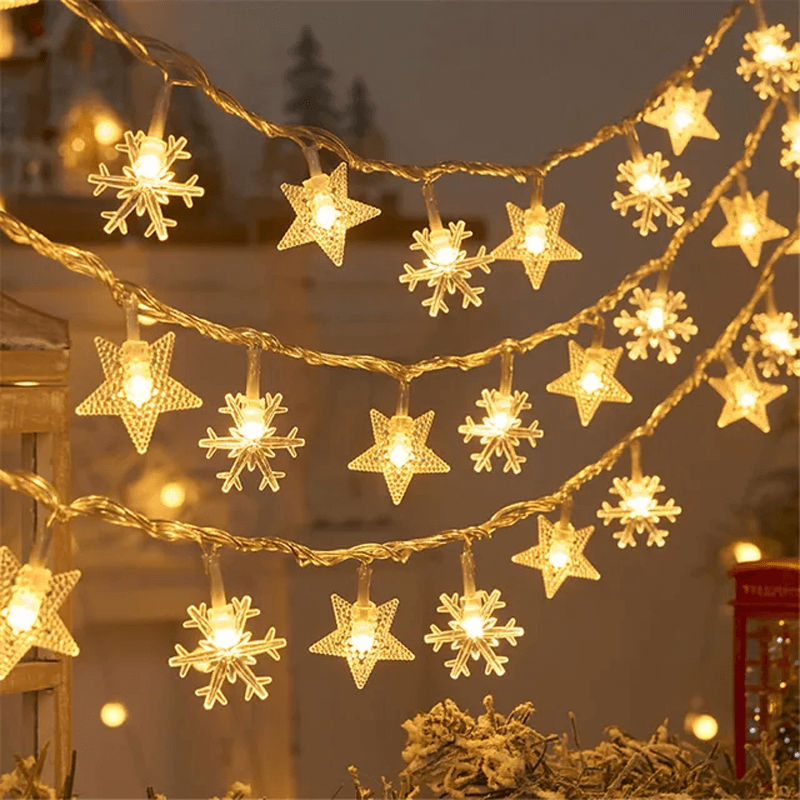 Christmas LED String Lights - 1.5m/3m, Snowflakes & Reindeer Designs 5