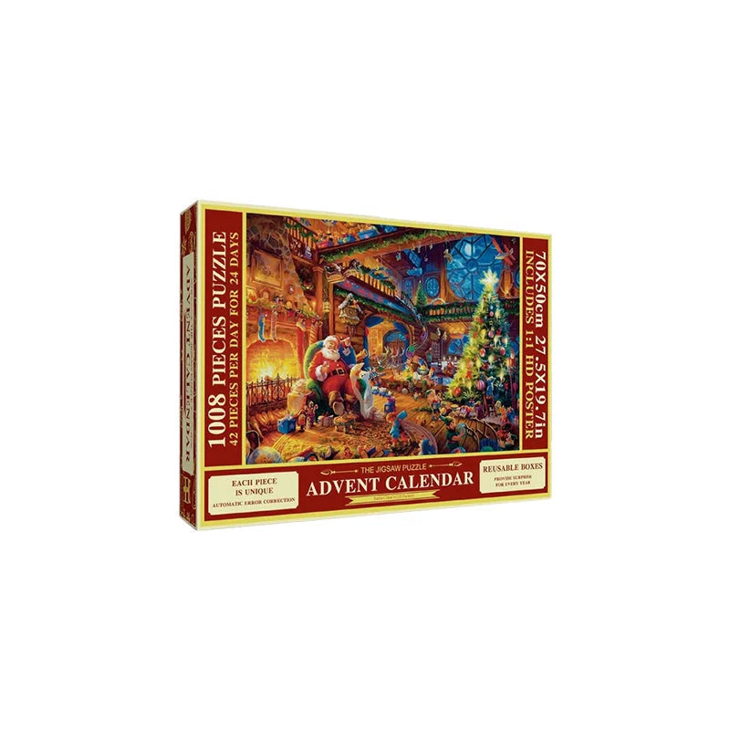 Christmas Nativity Advent Calendar with 1008 Puzzle Pieces and Reusable Boxes for Holiday Countdown 0
