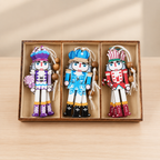 Christmas Ornaments Wooden Soldier Set of 9 Natural Wood Traditional Design 1