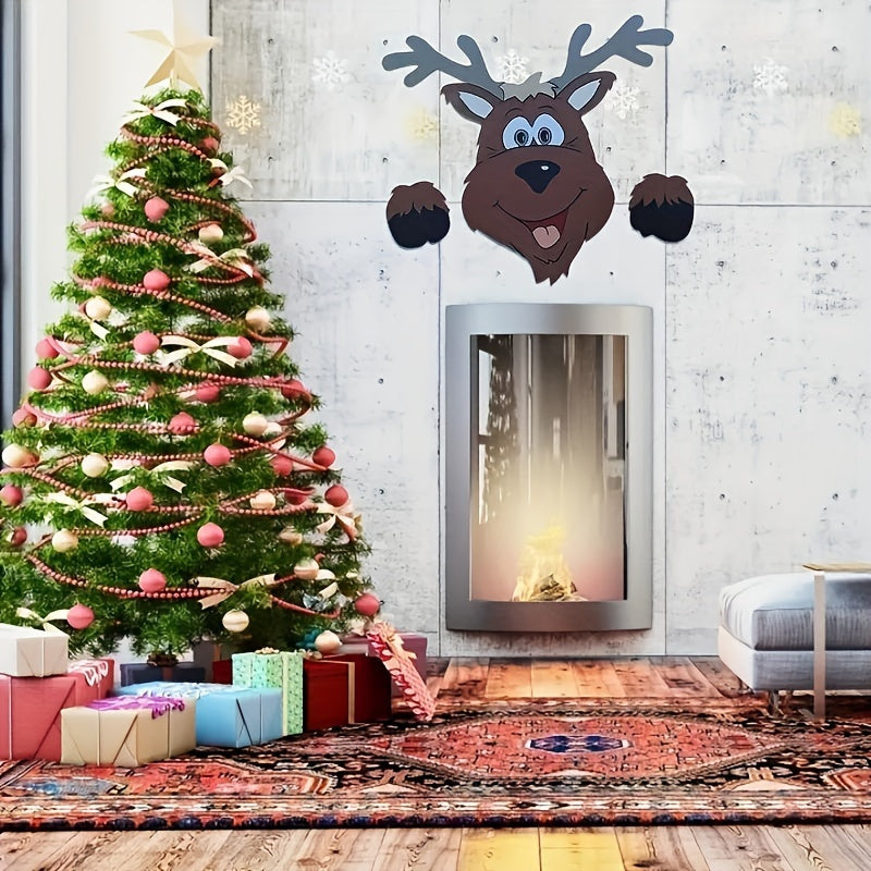 Christmas Outdoor Decorations - Weatherproof Santa & Reindeer Fence Decor Set 5