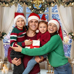 Christmas Photo Backdrop with Winter Window and Decorated Trees – Durable Polyester for Holiday Photography and Events, Multiple Sizes 2