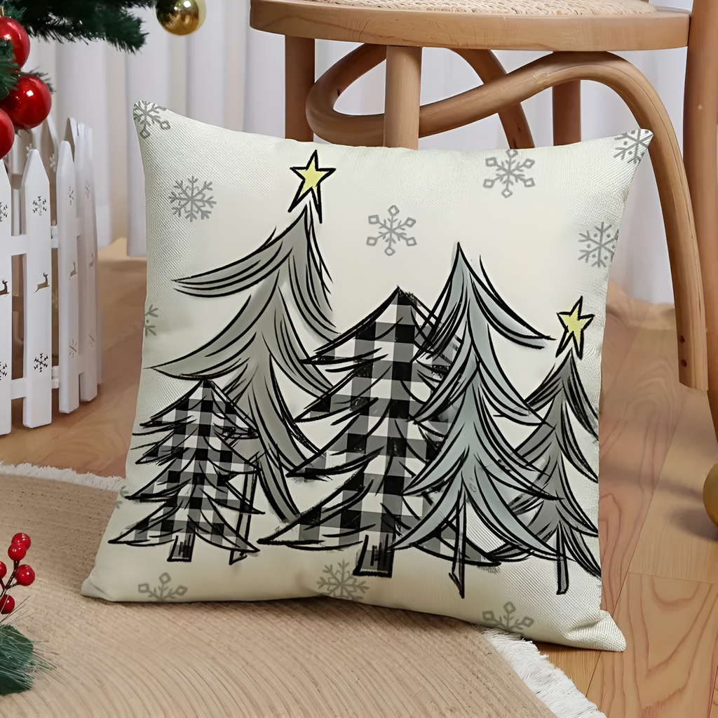 Christmas Pillow Covers Set - 4pcs Soft Grey Gnome Design for Sofa 2