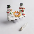Christmas Plug-In Night Light, Snowman Campfire Design, Warm Yellow Light, Plug-In Operation