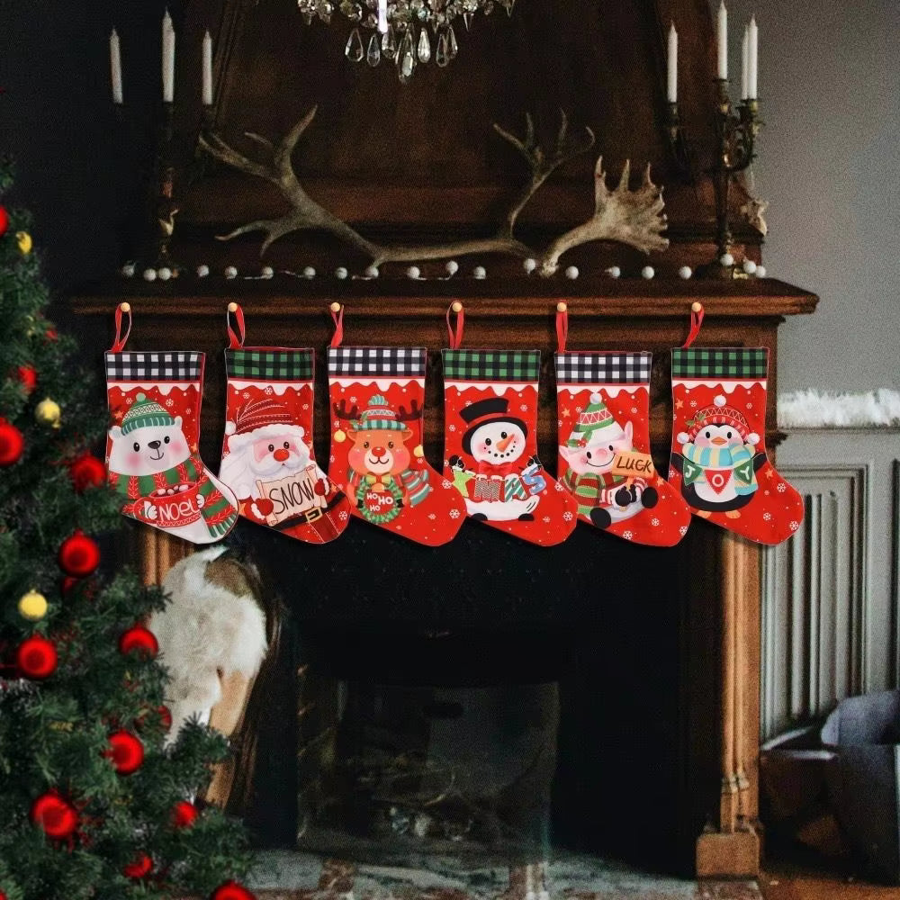 Christmas Stocking with Festive Cartoon Characters and Hanging Loop 2