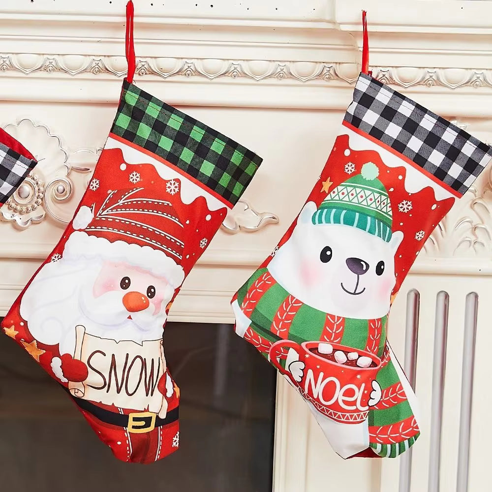 Christmas Stocking with Festive Cartoon Characters and Hanging Loop 3