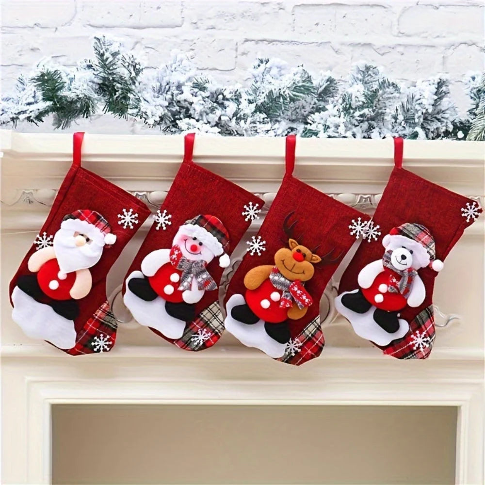 Christmas Stockings Set - Festive Santa, Snowman & Reindeer Designs 1