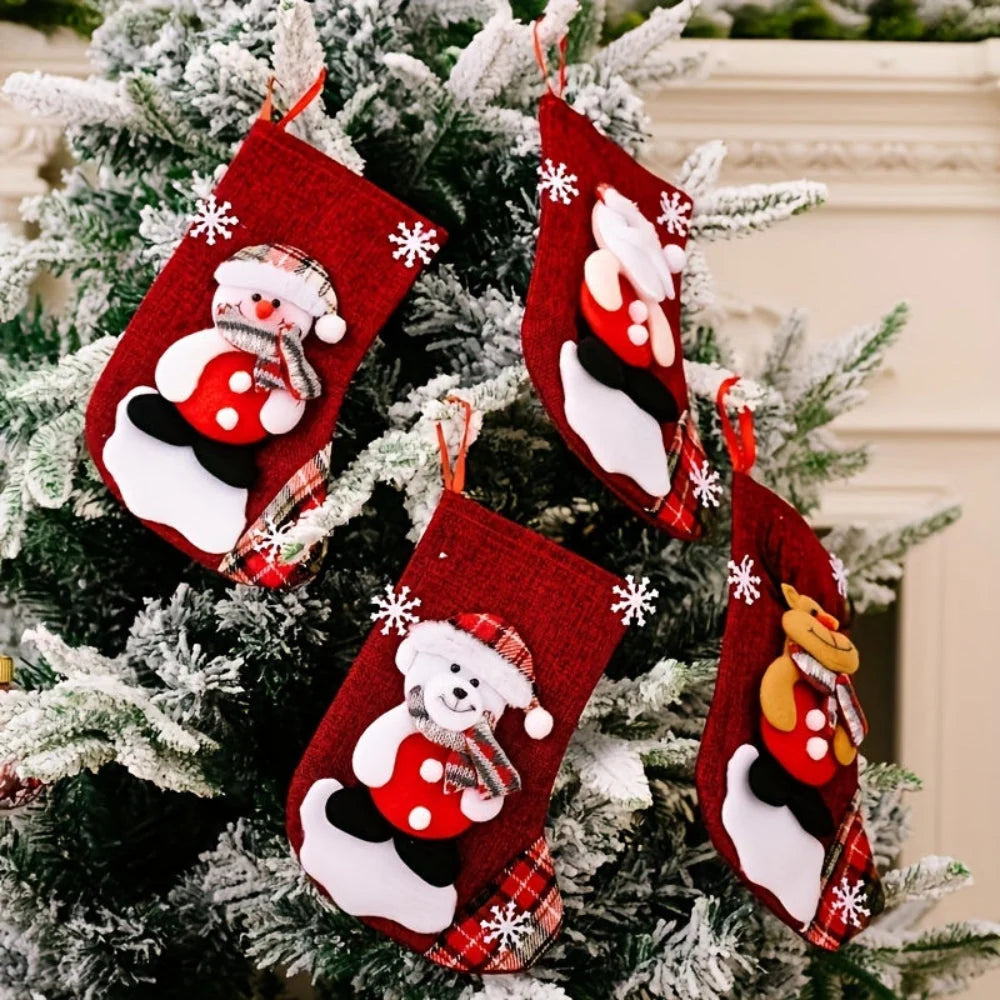 Christmas Stockings Set - Festive Santa, Snowman & Reindeer Designs 2