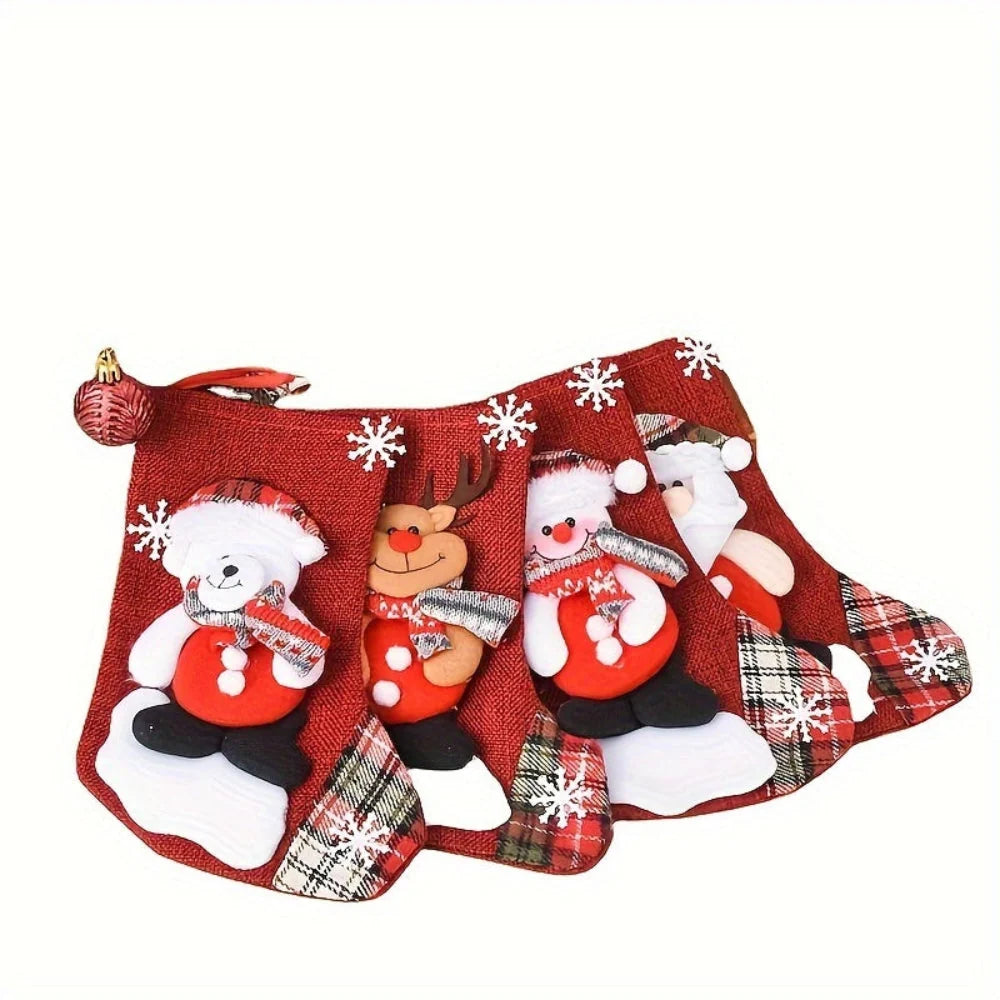 Christmas Stockings Set - Festive Santa, Snowman & Reindeer Designs 5