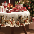 Christmas Tablecloth - Durable Polyester with Snowman & Reindeer Design 1