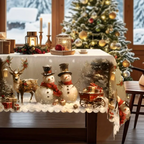 Christmas Tablecloth - Durable Polyester with Snowman & Reindeer Design 3
